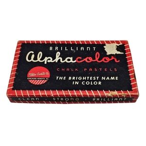 Vintage‎ Weber Costello ALPHACOLOR Bright Art Chalk Pastels Chicago 12 Colors